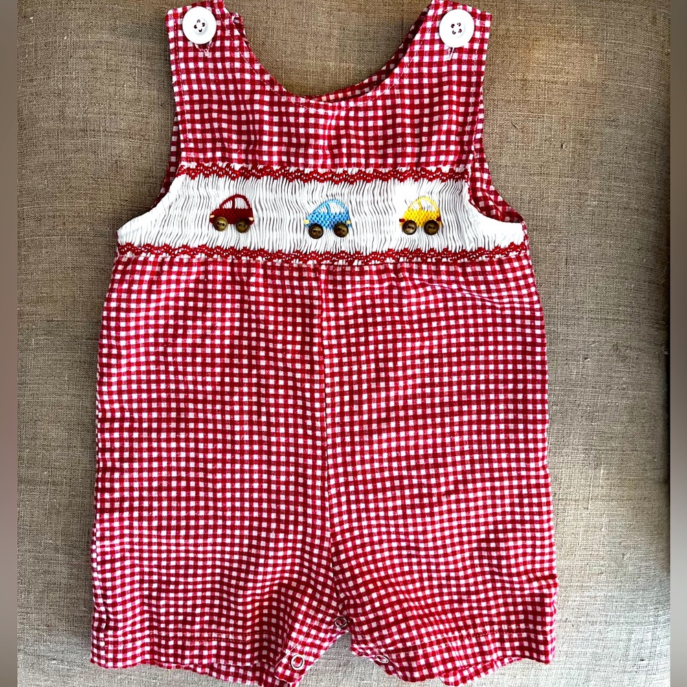 Fantasie Kids Smocked Red Boys Romper